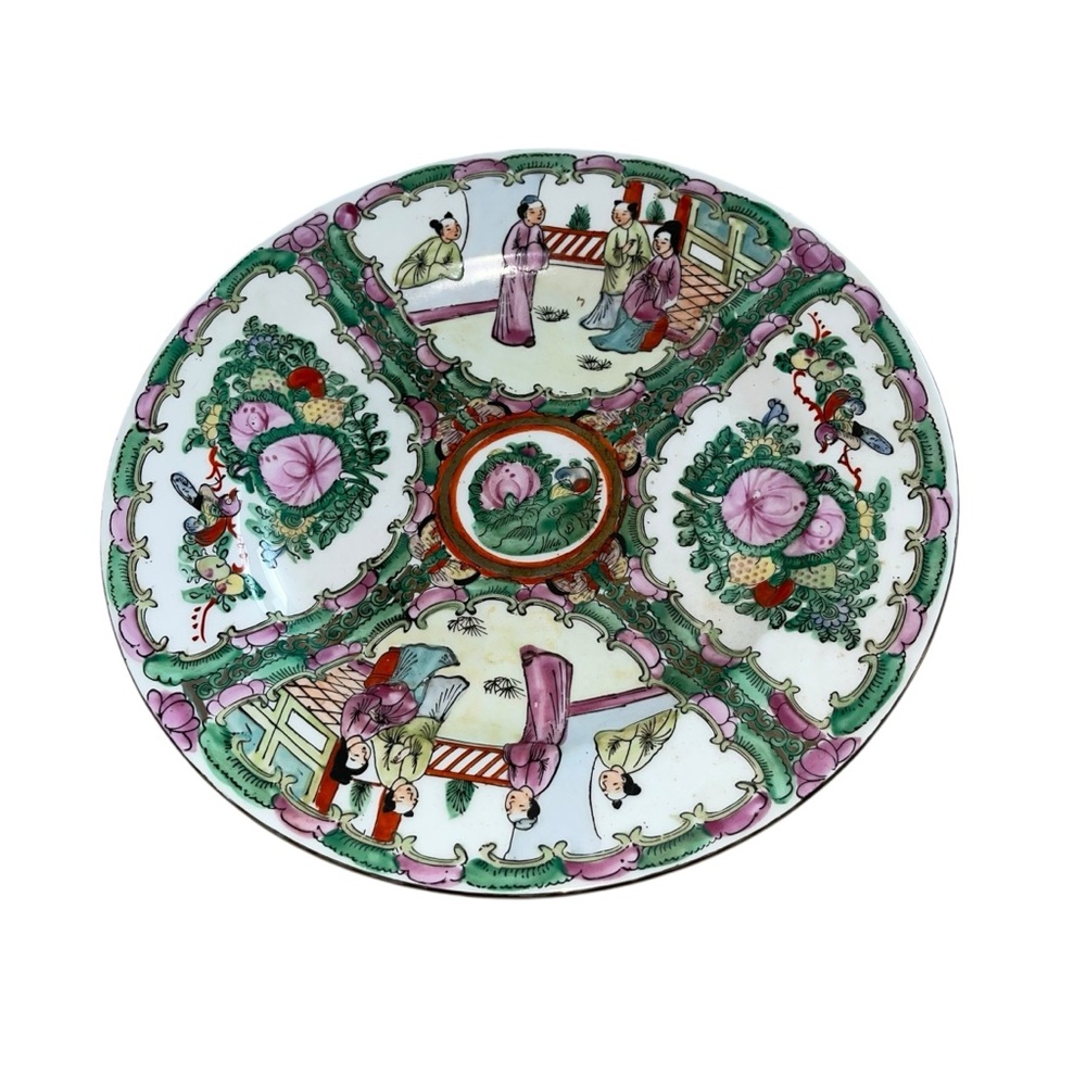Antique Chinese Export Famille Rose Medallion Porcelain Plate